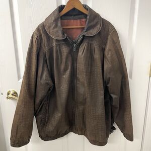 Vintage New Zealand Opossum Leather Jacket Brown Full Zip Lined Women's Size XL